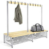 Probe - Double Bench With Coat Hooks - Wooden Ash Slates - Educational Equipment Supplies