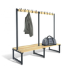 Probe - Double Bench With Coat Hooks - Wooden Ash Slates Probe Double Cloakroom Unit | Wood & Metal Cloakroom | www.ee-supplies.co.uk