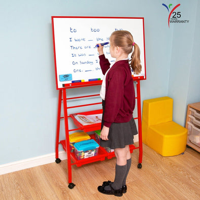 Youngstart Single Boarded Mobile ‘A-Frame’ Easel Landscape Style - Red - Educational Equipment Supplies