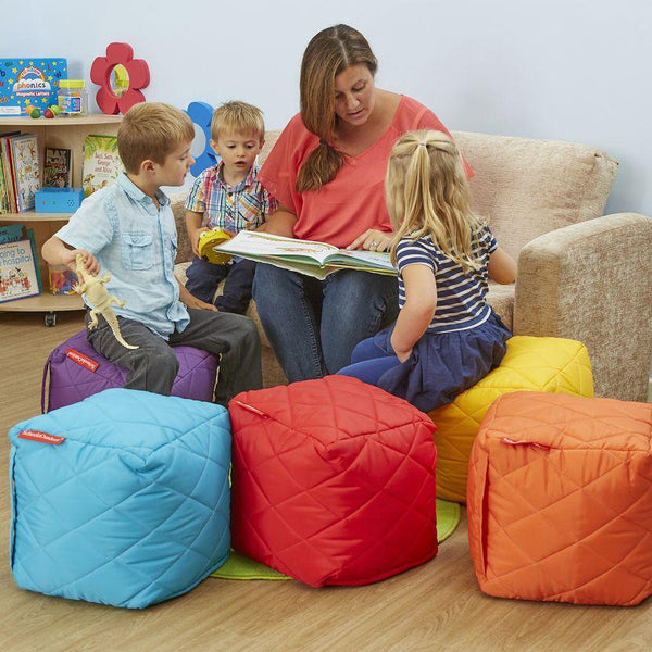 Indoor/outdoor Small Quilted Bean Bag Cubes x 6