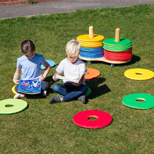 Outdoor Rainbow™ Circular Cushions  32 & Donut™ Trolley - Educational Equipment Supplies