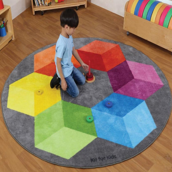 Rainbow™ Circular Polygons Carpet W2000 x D2000mm - Educational Equipment Supplies