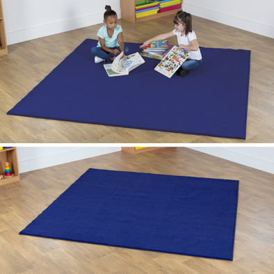 Plain Colour Square Nursery Carpet - Blue Rectangle Rug – Blue | Large Carpets & Rugs | www.ee-supplies.co.uk