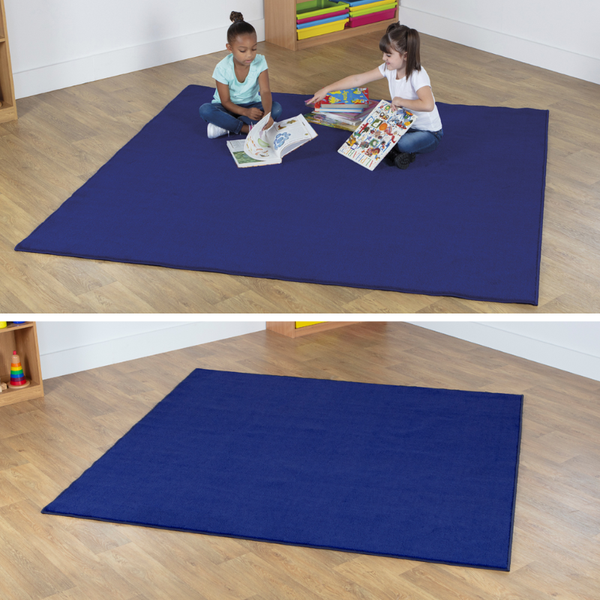 Plain Colour Square Nursery Carpet - Blue