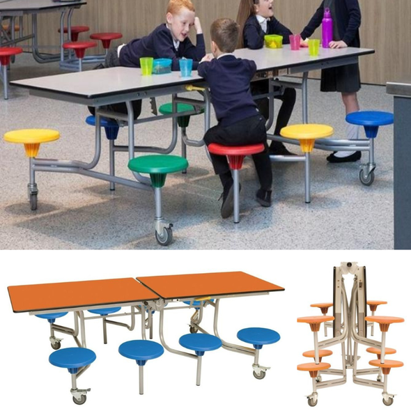 Spaceright Seat Rectangular Mobile Folding Dining Table L238 x