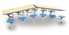 Rectangular Mobile Folding Dining Table With 16 Seats - 650 x 3280 x 1500mm - Educational Equipment Supplies