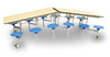 Rectangular Mobile Folding Table With 12 Seats -  3080 x 1500 x 685mm - Educational Equipment Supplies