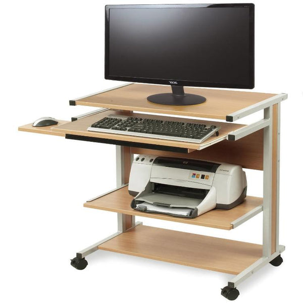 Height Adjustable Mobile Compact Workstation With Sliding Keyboard Shelf