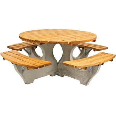 Outdoor Timber & Concrete Round Picnic Bench - Educational Equipment Supplies