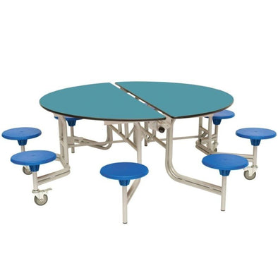 Round Mobile Folding Dining Table With 8 Seats - D2155 x H685mm - Educational Equipment Supplies