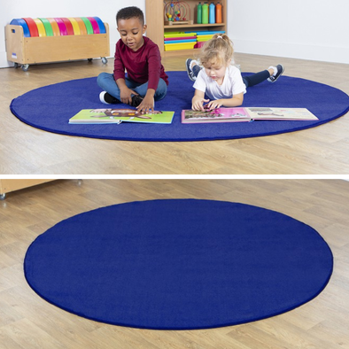 Plain Colour Round Nursery Carpet - Navy Round Rug – Grey | Large Carpets & Rugs | www.ee-supplies.co.uk
