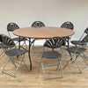 Round Wooden Folding Trestle Table - Dia1530mm 5ft Bundle - 7 Tables & Trolley Round Wooden Folding Trestle Table | Dia1530mm 5ft | www.ee-supplies.co.uk