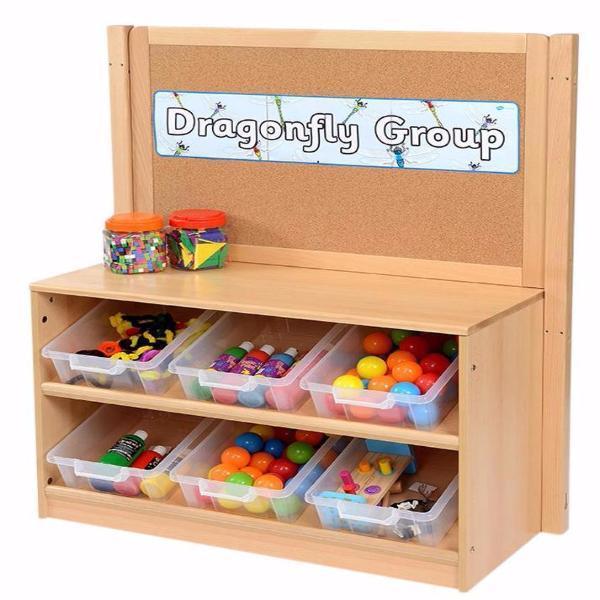 Rs Angled Tray Tidy Storage Unit With Cork Backboard Divider