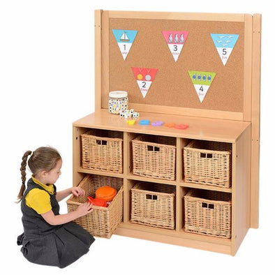 Rs 6 Wicker Tray Storage Unit With Cork Divider - Educational Equipment Supplies