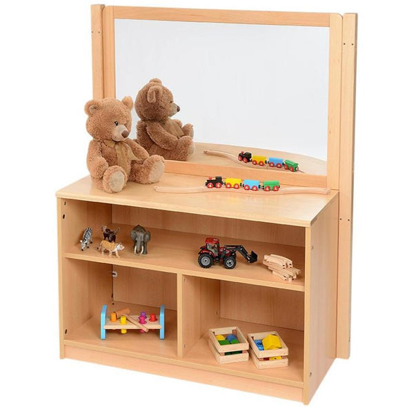 Rs Open Bookcase Solidback + Dry Wipe / Mirror Divider - Educational Equipment Supplies