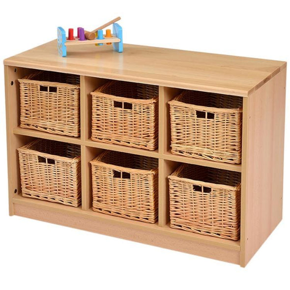 Rs Wooden Storage Unit + Wicker Baskets - Educational Equipment Supplies