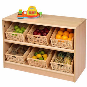 Rs Wooden Tray Tidy Store x 6 Wicker Baskets - Educational Equipment Supplies