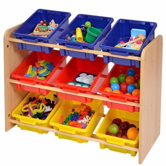 Rs Wooden Tray Tidy Store x 9 Plastic Trays