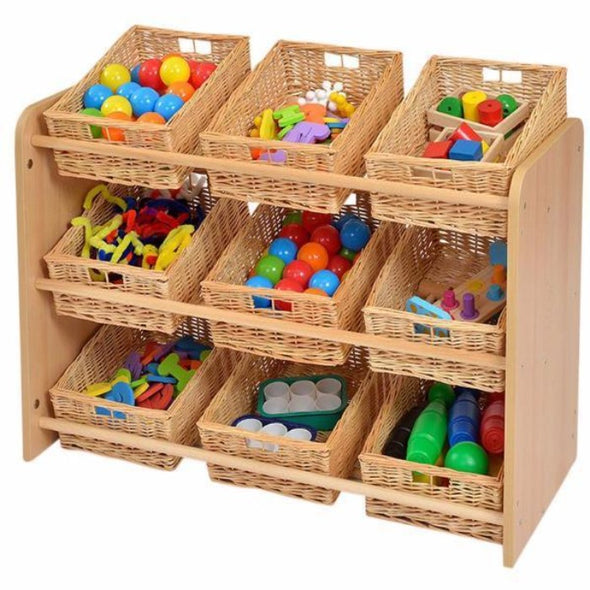 Rs Wooden Tray Tidy Store x 9 Wicker Trays - Educational Equipment Supplies