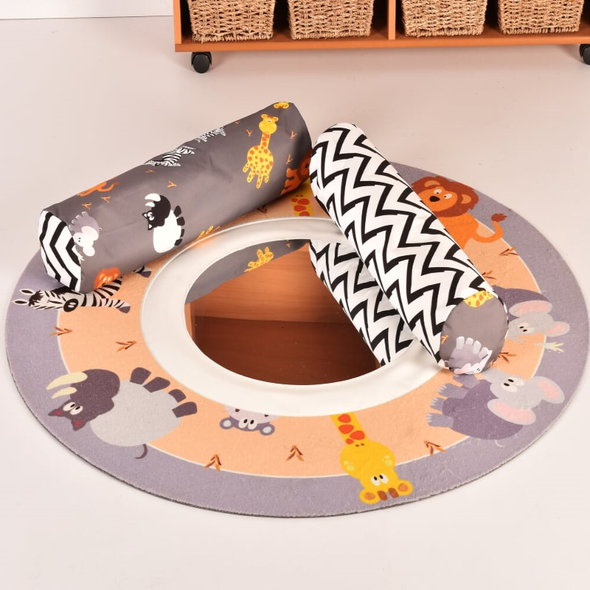 Safari Theme Baby Mat with Bolsters and Mirror - Educational Equipment Supplies