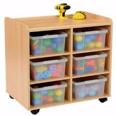 Mobile Safe & Sturdy Tray Unit - 6 Deep Clear Trays - Educational Equipment Supplies