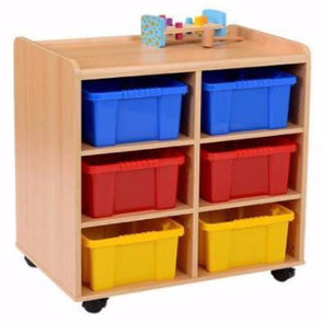 Mobile Safe & Sturdy Tray Unit - 6 Deep Coloured Trays - Educational Equipment Supplies