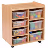 Mobile Safe & Sturdy Tray Unit - 3 Deep & 4 Shallow Clear Trays - Educational Equipment Supplies
