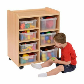 Mobile Safe & Sturdy Tray Unit - 3 Deep & 4 Shallow Clear Trays - Educational Equipment Supplies