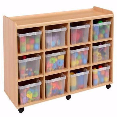 Mobile Safe & Sturdy Tray Unit - 12 Deep Clear Trays - Educational Equipment Supplies