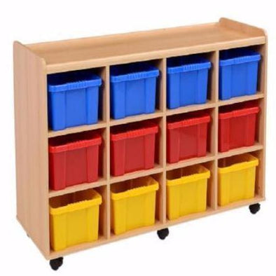 Mobile Safe & Sturdy Tray Unit - 12 Deep Coloured Trays - Educational Equipment Supplies