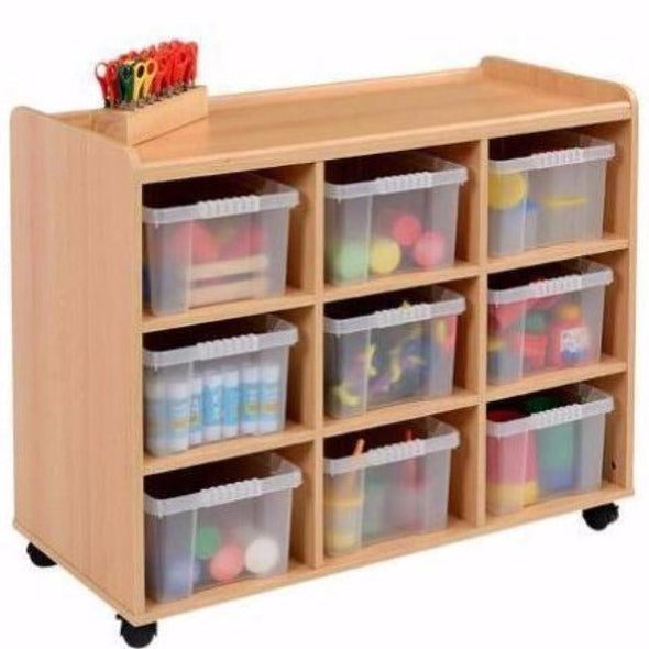 Mobile Safe & Sturdy Tray Unit - 9 Deep Clear Trays - Educational Equipment Supplies