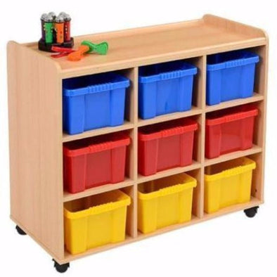 Mobile Safe & Sturdy Tray Unit - 9 Deep Coloured Trays - Educational Equipment Supplies