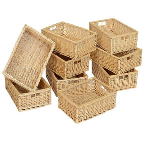 Shallow Wicker Baskets x 9 - Educational Equipment Supplies