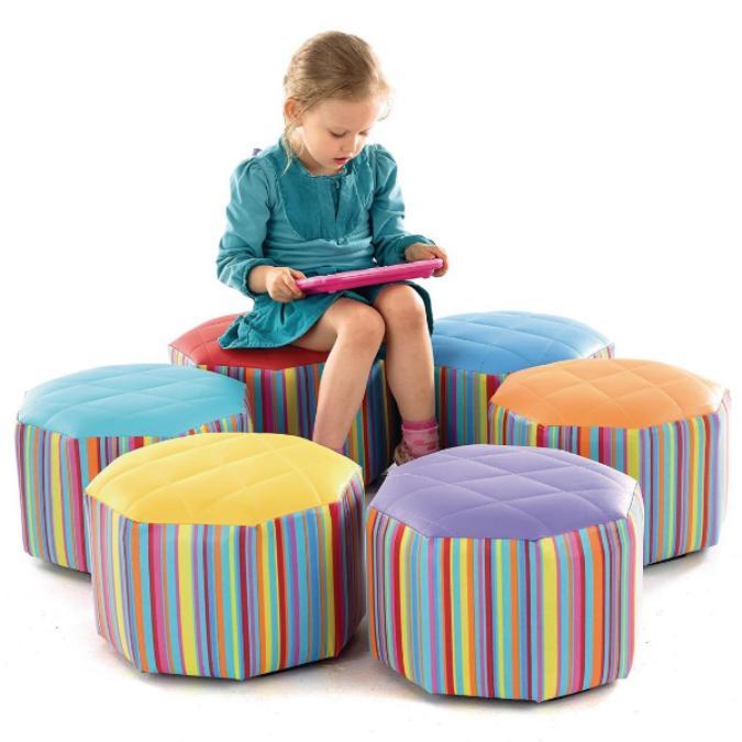 Small Hexagonal Pouffes X 6 | Educational Equipment Supplies