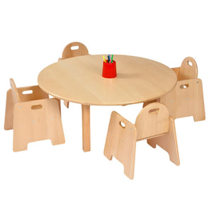 Solid Beech Circular Table D100 x H40cm & H20cm Infant Chairs x 4 Solid Beech Nursery Table & Chairs | Seating | www.ee-supplies.co.uk