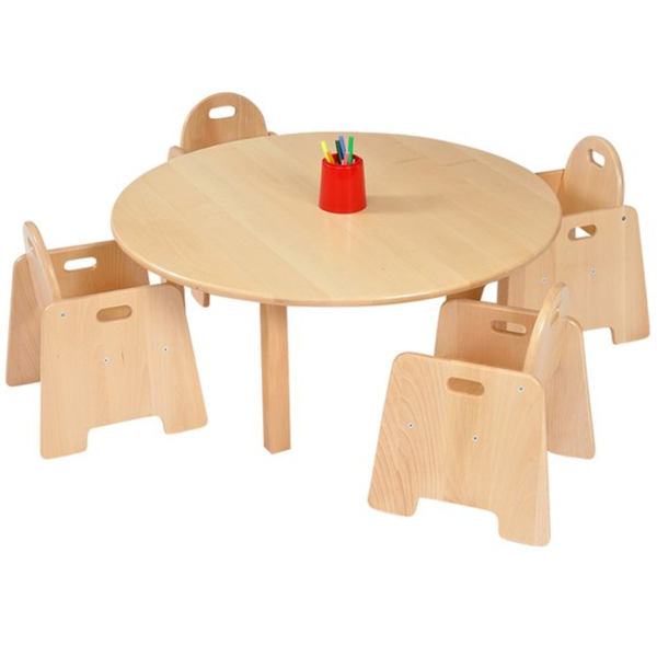 Solid Beech Circular Table D100 x H30cm & H14cm Infant Chairs x 4