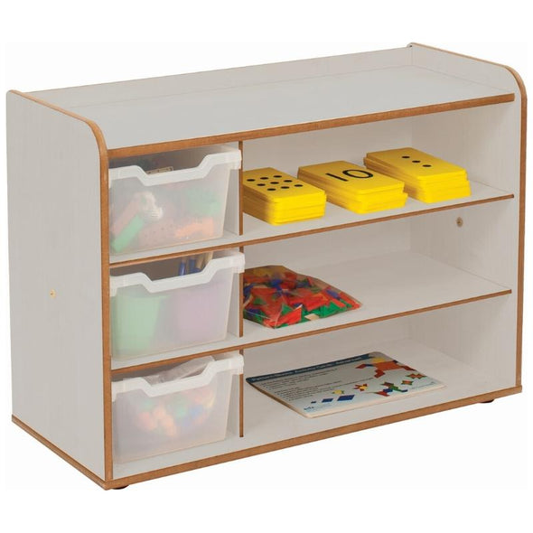 TW Nursery Solway 3 x Clear Trays + Shelves Storage Unit - Grey - Educational Equipment Supplies
