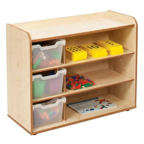 TW Nursery Solway 3 x Clear Trays + Shelves Storage Unit - Maple - Educational Equipment Supplies