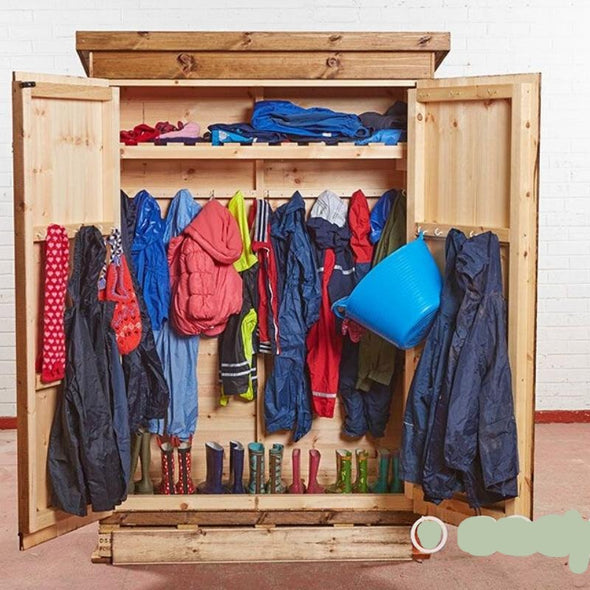 Wooden Shed  - Slim Outdoor Nursery-School Locker Shed - Educational Equipment Supplies