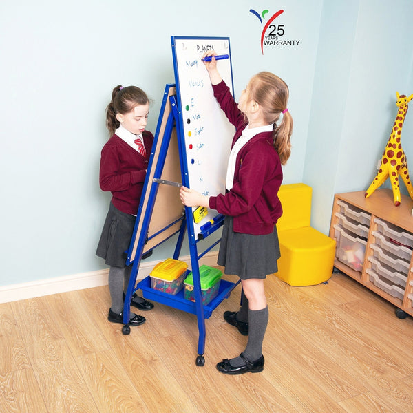 Youngstart Standard ‘A-Frame’ Mobile Whiteboard Easel Double Boarded - Blue