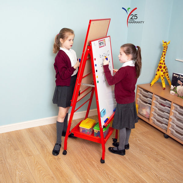 Youngstart Standard ‘A-Frame’ Mobile Whiteboard Easel Double Boarded - Red