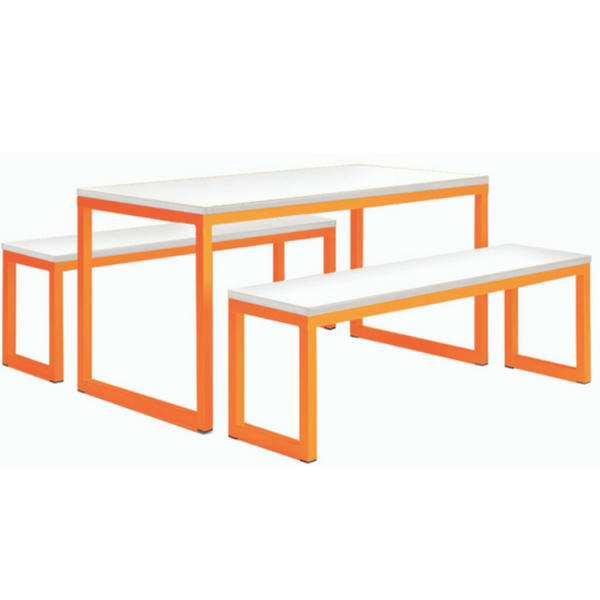 Standard Dining Table & Benches - Pastel Orange
