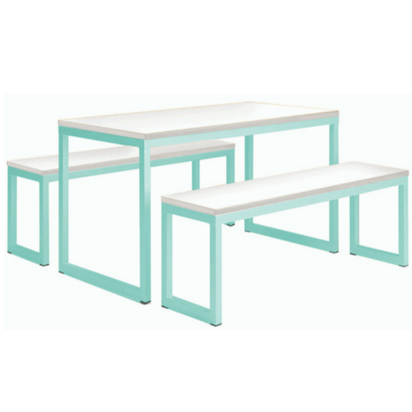 Standard Dining Table & Benches - Soft Blue