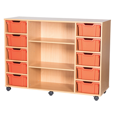Mobile 10 Deep Tray Quad Unit With Shelving - Educational Equipment Supplies