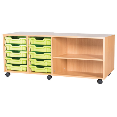 Mobile 10 Tray Quad Unit With Shelving - Educational Equipment Supplies
