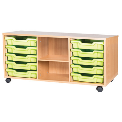 Mobile 10 Tray Triple Unit With Shelving - Educational Equipment Supplies