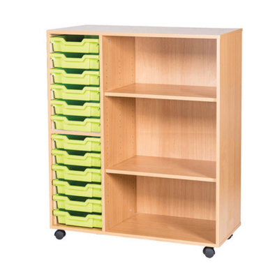 Mobile 12 Tray Triple Unit With Shelving - Educational Equipment Supplies