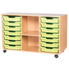 Mobile 14 Tray Triple Unit With Shelving - Educational Equipment Supplies