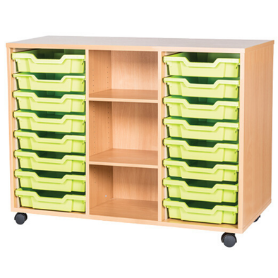Mobile 16 Tray Triple Unit With Shelving - Educational Equipment Supplies