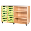 Mobile 18 Tray Quad Unit With Shelving - Educational Equipment Supplies